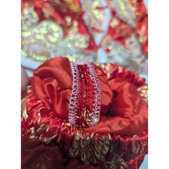 Traditional Chinese Toddler Two Piece Set Hanfu Faux fur trim tassel 3-4yrs - Picture 8 of 10